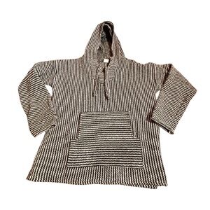 Black and White Striped Baja Mexico Hoodie Pullover Sweatshirt